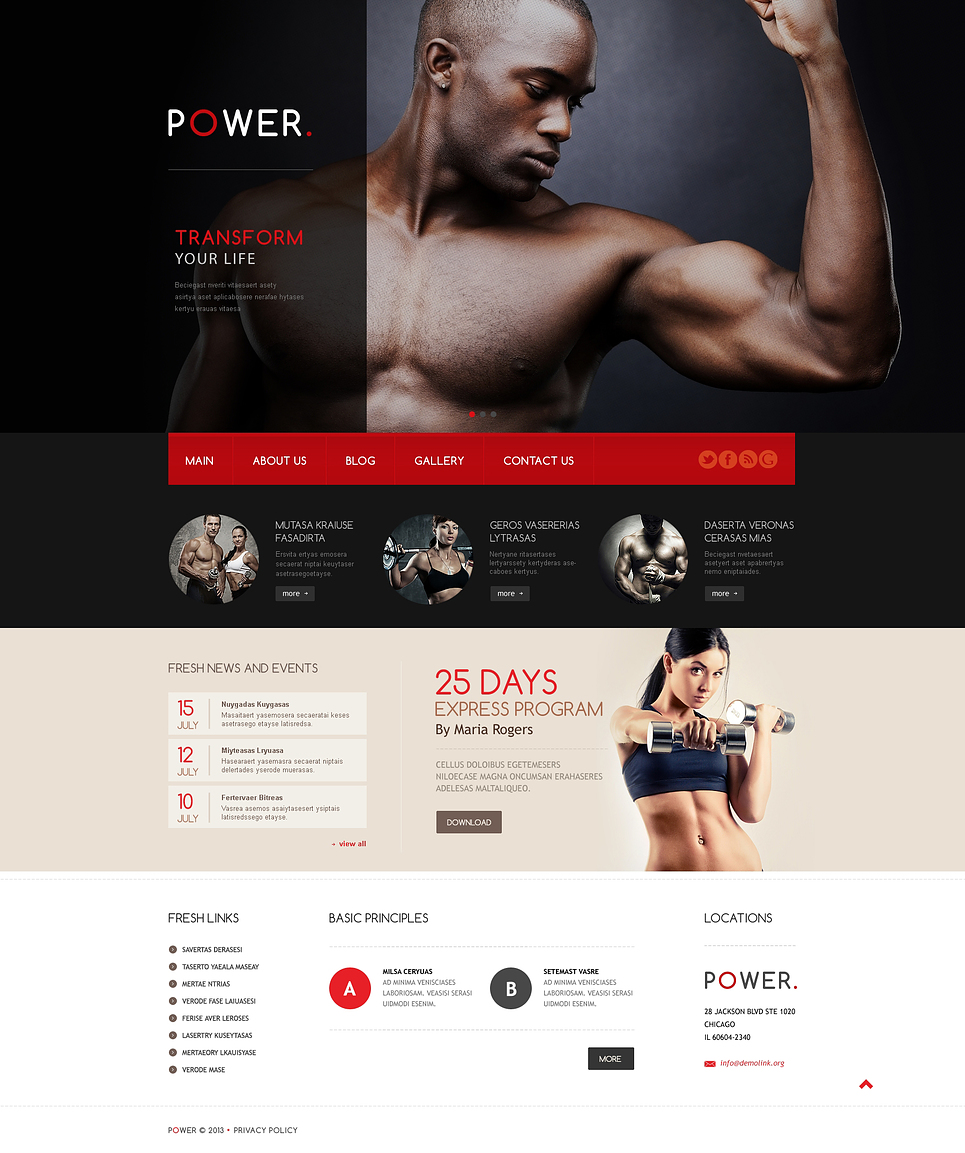 Bodybuilding Responsive Website Template 45415