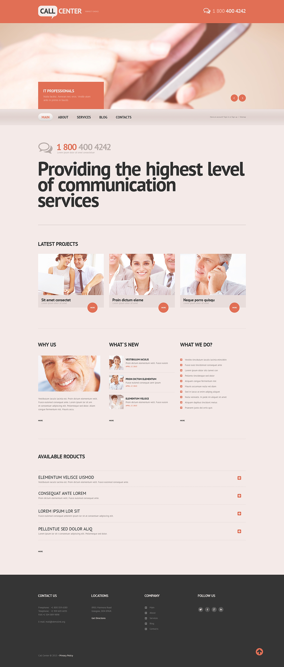Call Center Responsive Website Template New Screenshots BIG