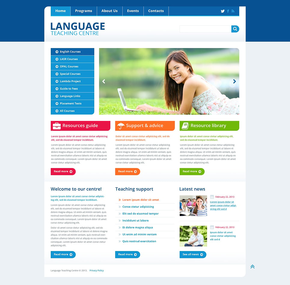 Language School Responsive Website Template #45435