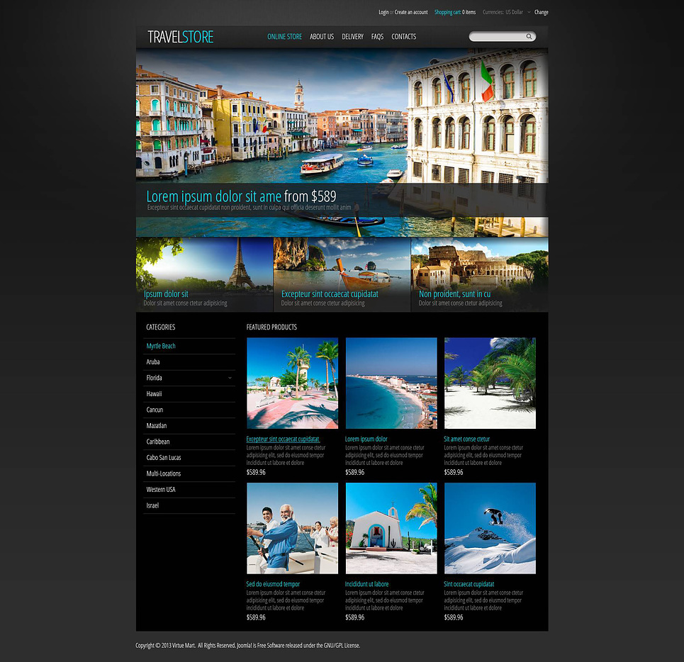 Travel Store VirtueMart Template New Screenshots BIG