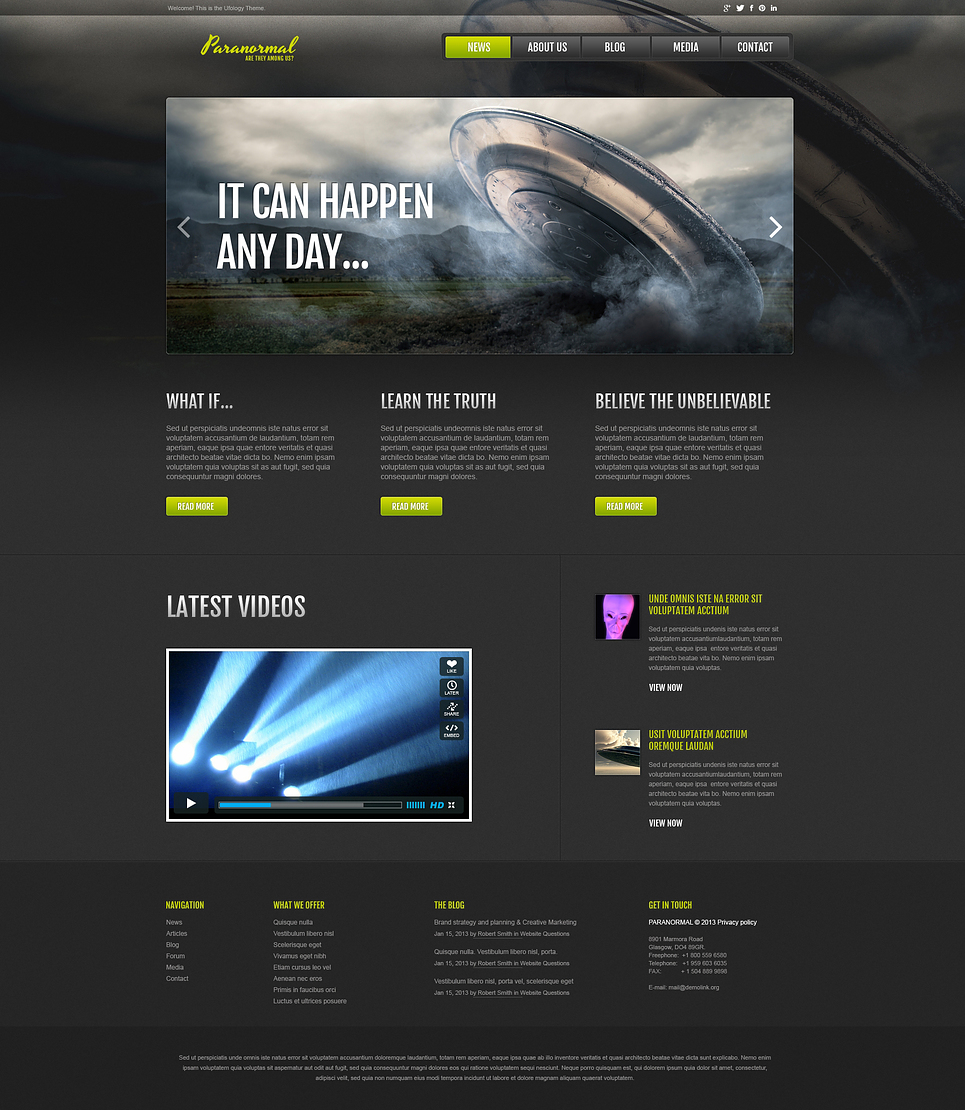 UFO Responsive Website Template New Screenshots BIG