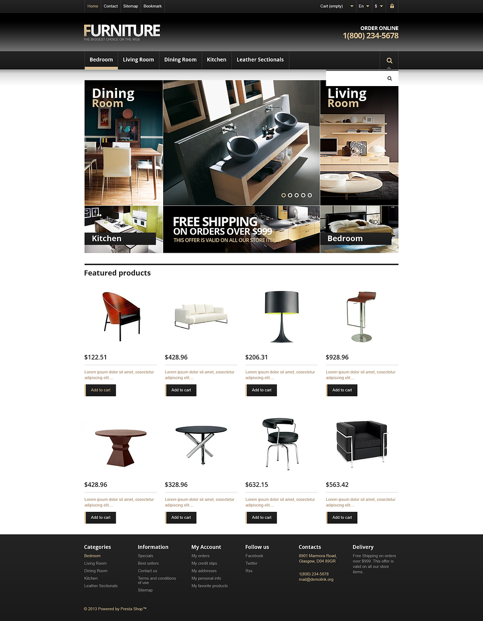 Responsive Furniture Store PrestaShop Theme New Screenshots BIG