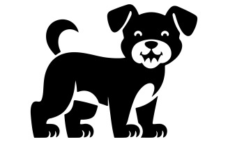 A black and white silhouette of a dog