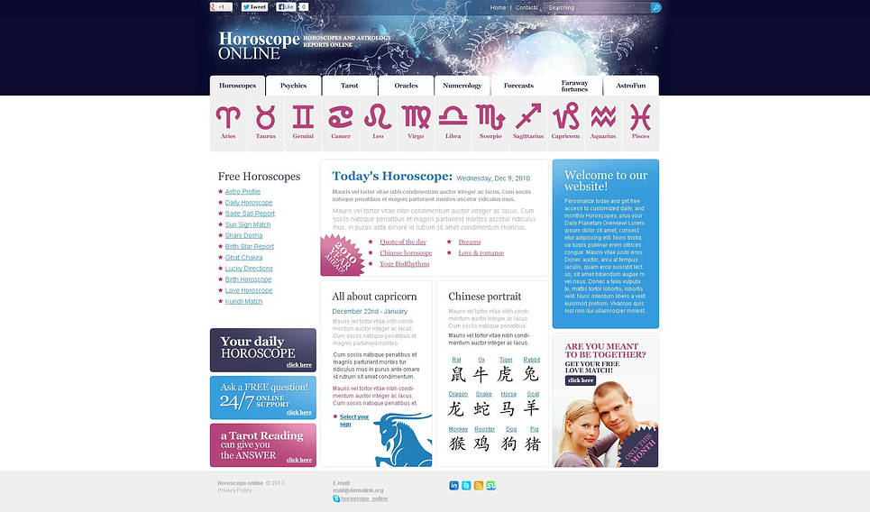 Astrology Flash CMS Template New Screenshots BIG