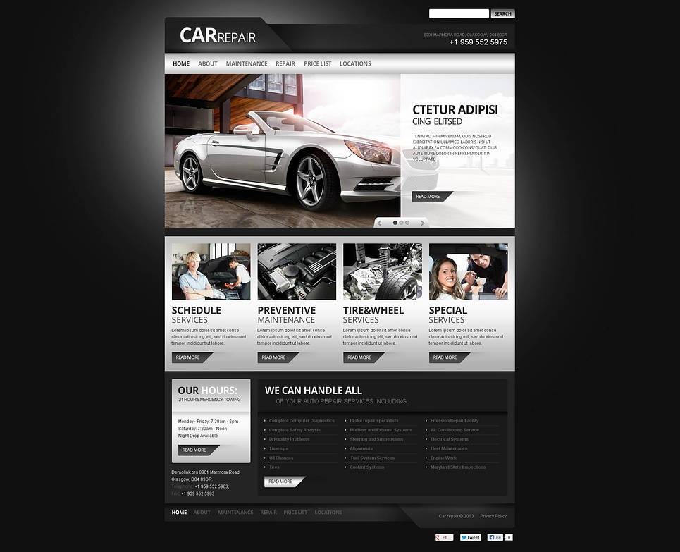 Car Repair Flash CMS Template New Screenshots BIG