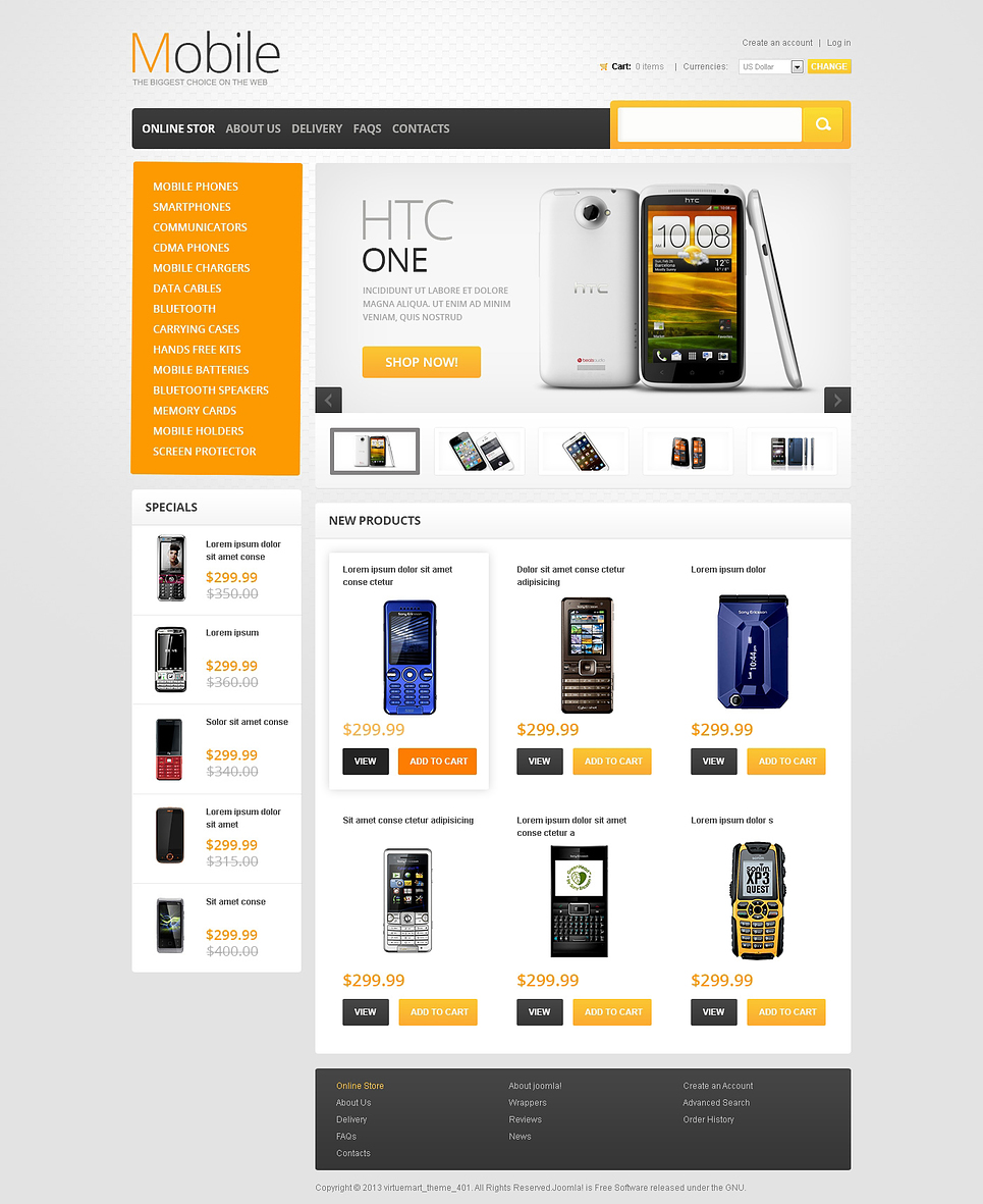 Mobile Phones VirtueMart Template New Screenshots BIG