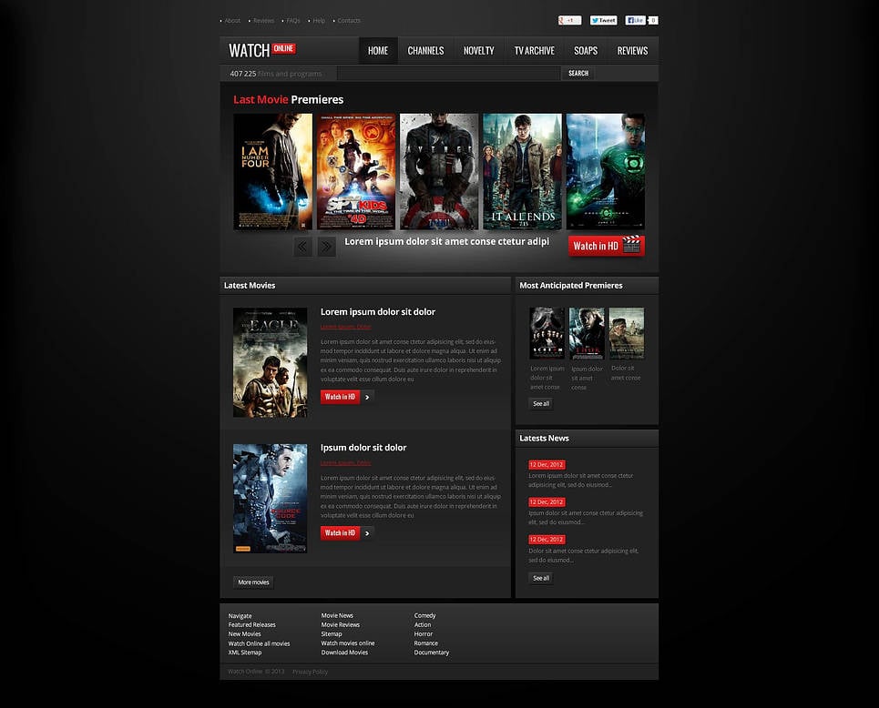 Movie Flash CMS Template New Screenshots BIG