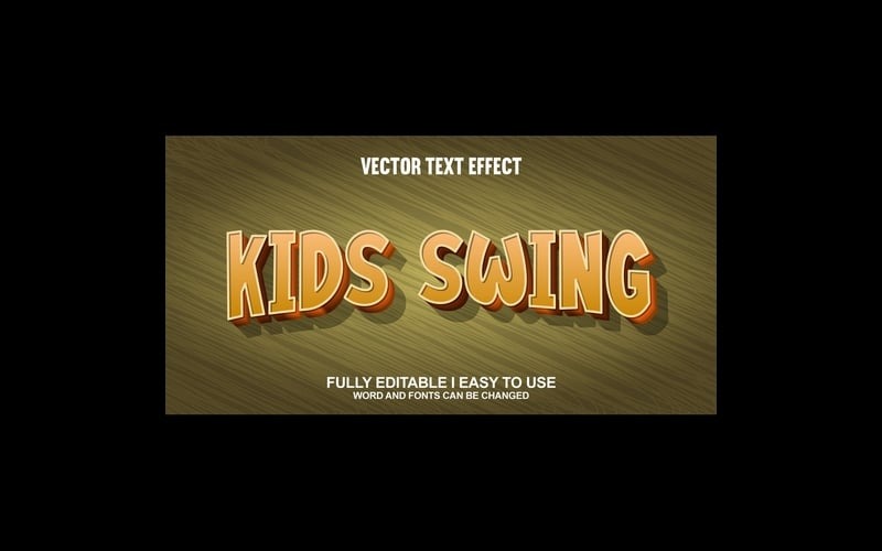 Kids Swing Fully Editable Vector 3D Text Effect Illustration