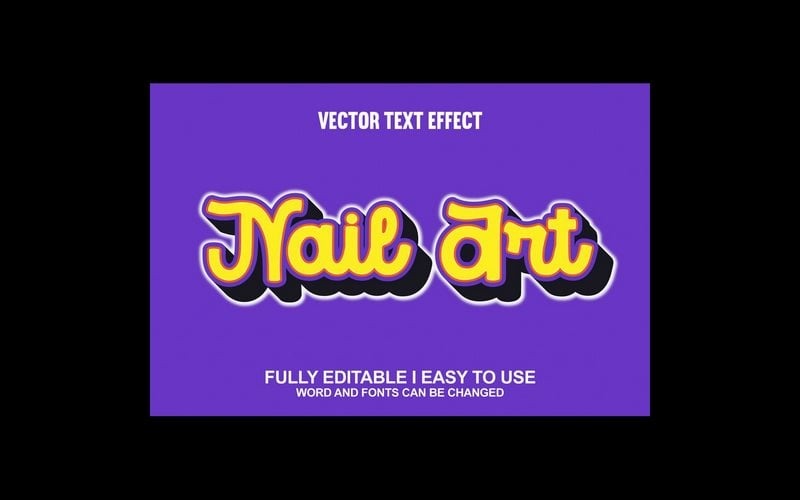Nail Art Fully Editable Vector 3D Text Effect Illustration