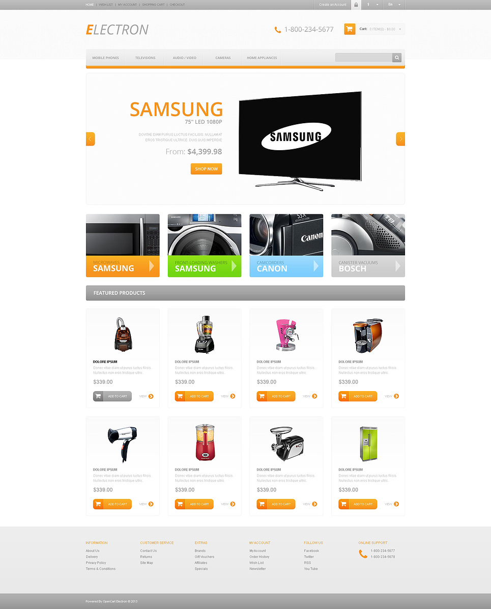 Opencart Responsive Templates responsive electronics store opencart template 45746 by