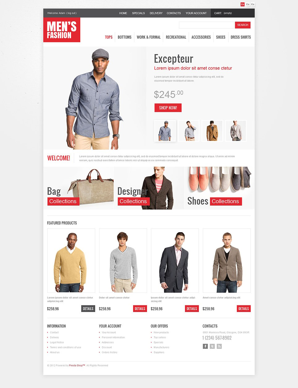 Men's Fashion OsCommerce Template #45743