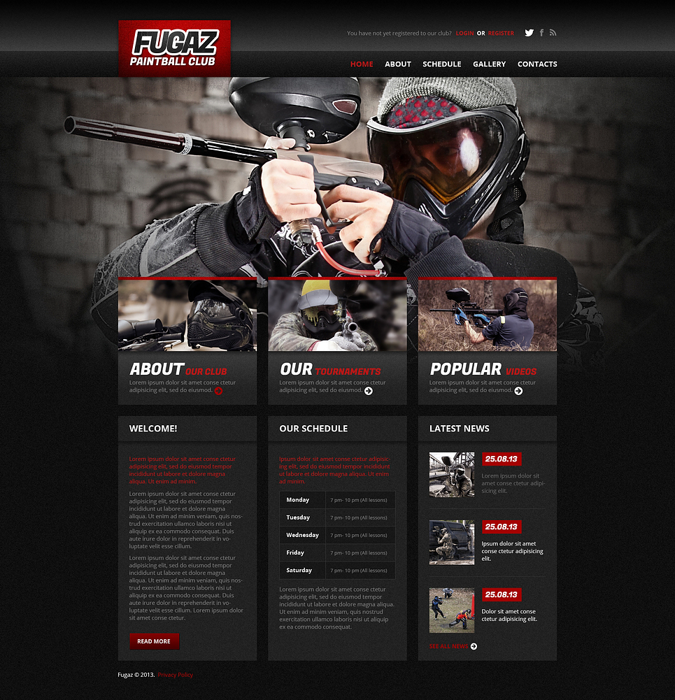 Paintball Responsive Website Template New Screenshots BIG