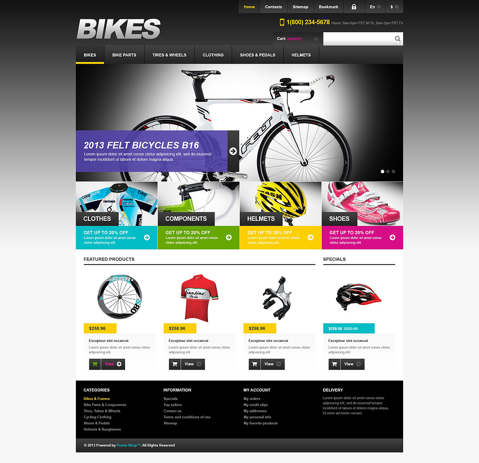 Responsive Bikes Store PrestaShop Theme New Screenshots BIG
