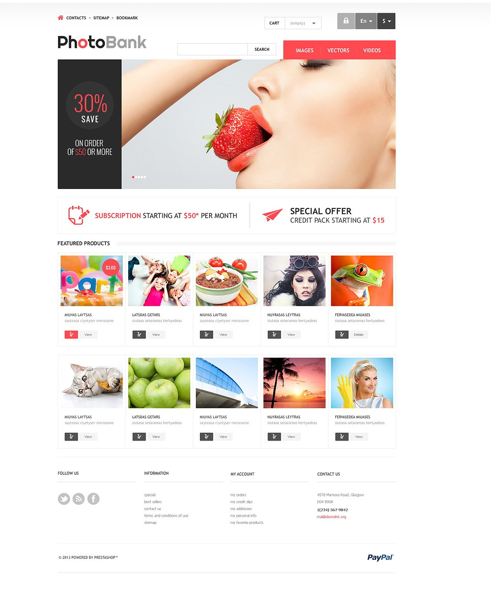 Responsive Photo Bank PrestaShop Theme New Screenshots BIG