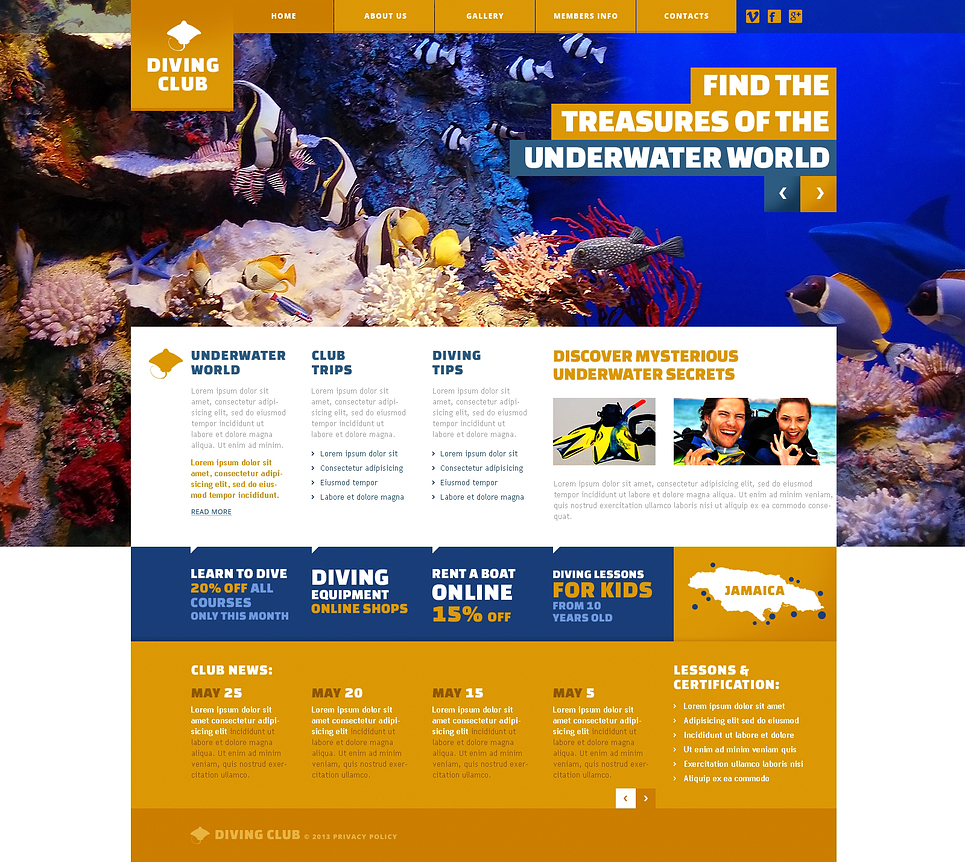 Diving Responsive Website Template New Screenshots BIG