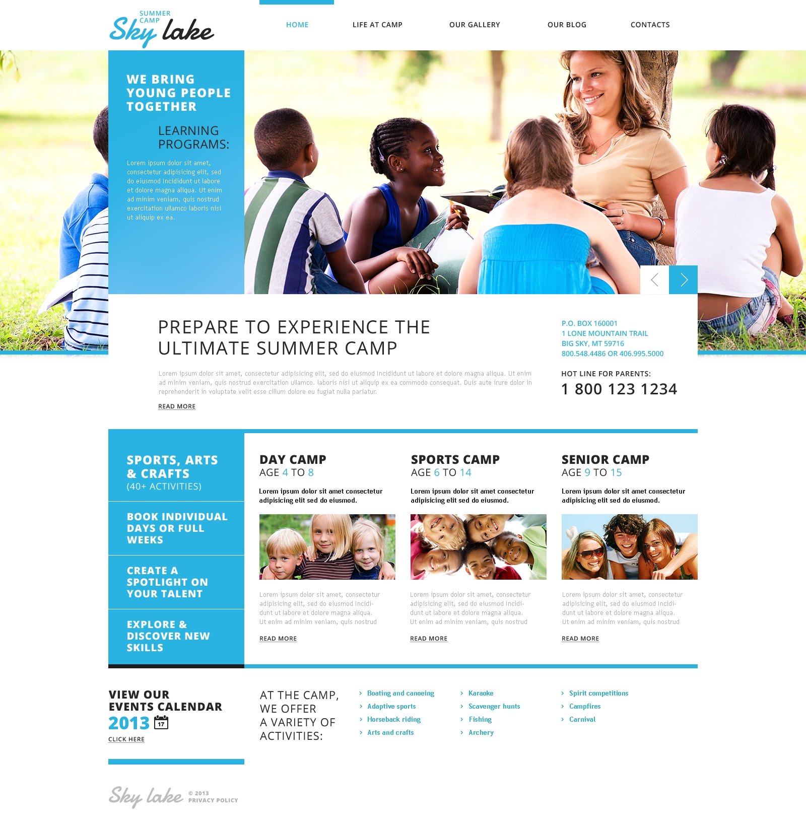 Responsivt Happy Summer Camp WordPress-tema #45829 - skärmbild