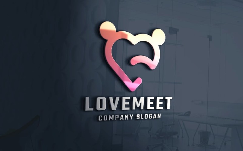 Love Heart Meet Professional Logo Logo Template