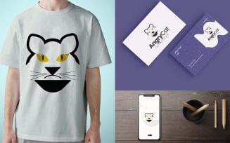Angry Cat Logo- Unique Template