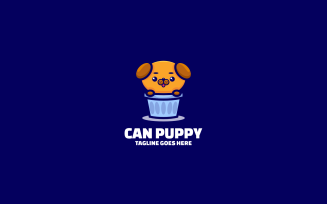 Can Puppy Mascot Cartoon Logo