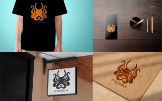 O Latter Octopus logo Template