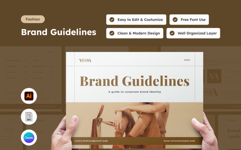 Velora - Fashion Brand Guideline Template Magazine Template
