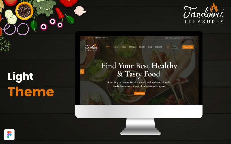 Tandoori Treasure | One Page Indian Restaurant Figma Template UI Element