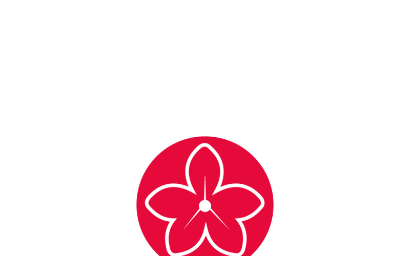 Beauty, flower, red flower logo with white border in the red circle Logo Template