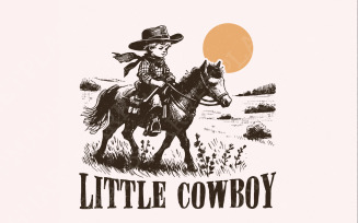 Little Cowboy Png, Sublimation Design, Western PNG, Cowboy Boots, Cute Cowboy Print, Vintage