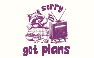 Sorry Got Plans, Funny Raccoon Design, Trendy PNG, Vintage Raccoon Lover, Graphic Tee png, Retro