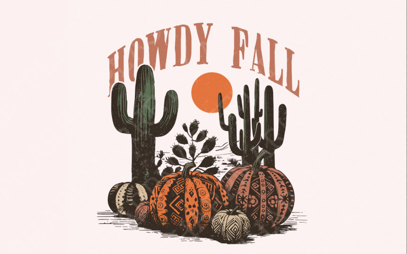 Western Fall Png, Howdy Fall Png, Fall Vibes Png, Trendy Fall Png, Fall Sublimation Design, Vintage Illustration
