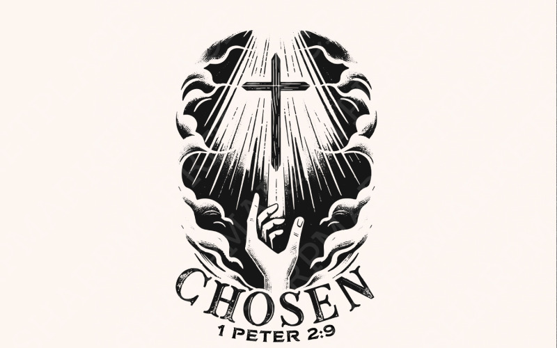 Chosen PNG, Christian png, Religious png, Faith png, God png, Cross png, Bible Verse, Easter, Illustration