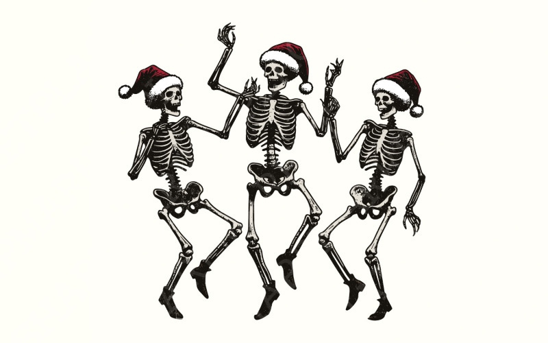 Dancing Skeleton Christmas PNG, Christmas Skeleton Dance PNG, Funny Christmas PNG, Skeleton Illustration