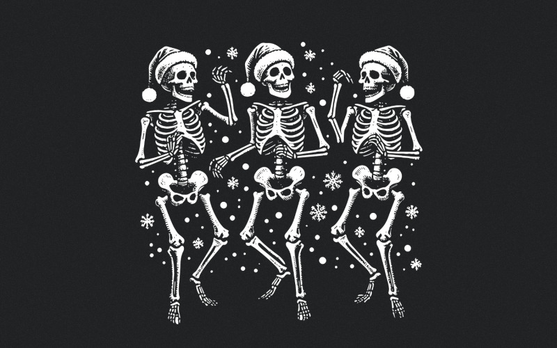 Dancing Skeleton Christmas PNG, Christmas Skeleton Dance, Santa Skeleton PNG, Funny Christmas PNG, Illustration