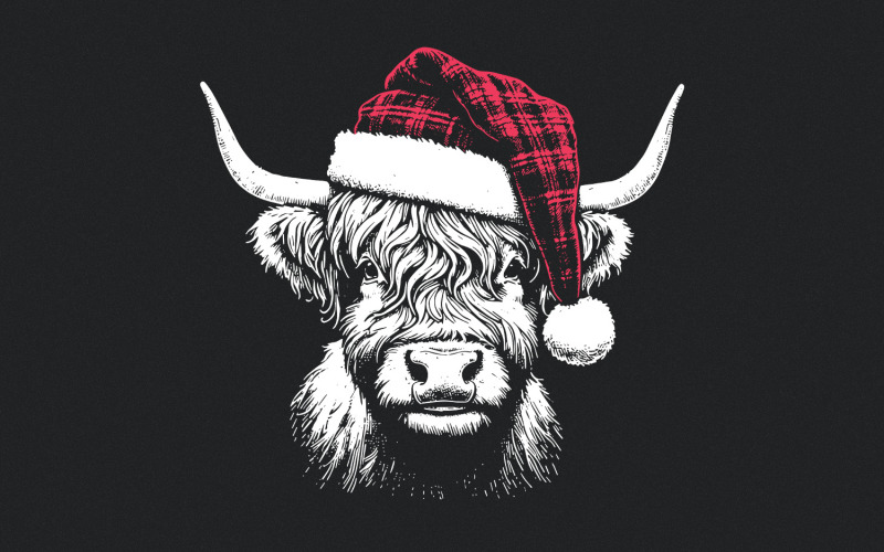 Highland Cow Christmas png, Christmas Cow, Christmas design png, Western Christmas, Christmas Illustration