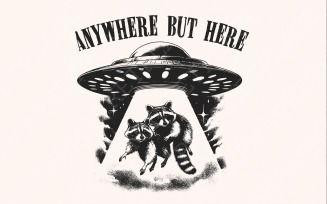 Raccoon and UFO PNG, Sarcastic Space PNG, Funny Retro Alien, Vintage Sublimation Design, Trendy