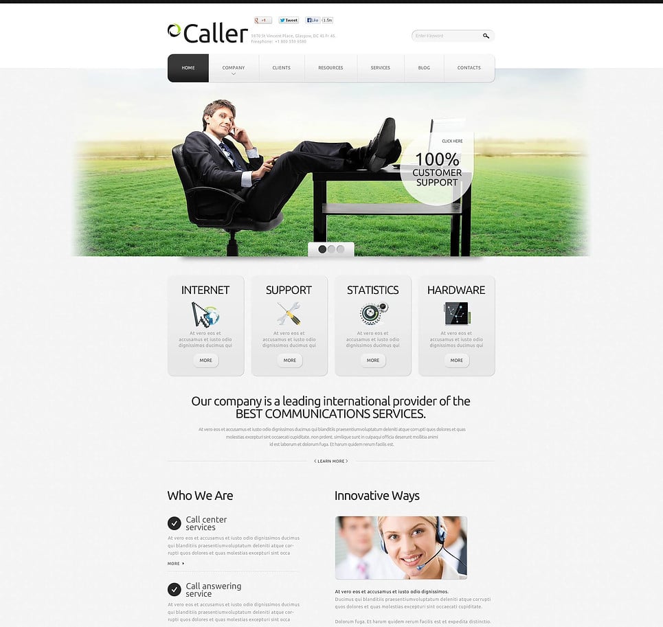 Call Center Flash CMS Template New Screenshots BIG