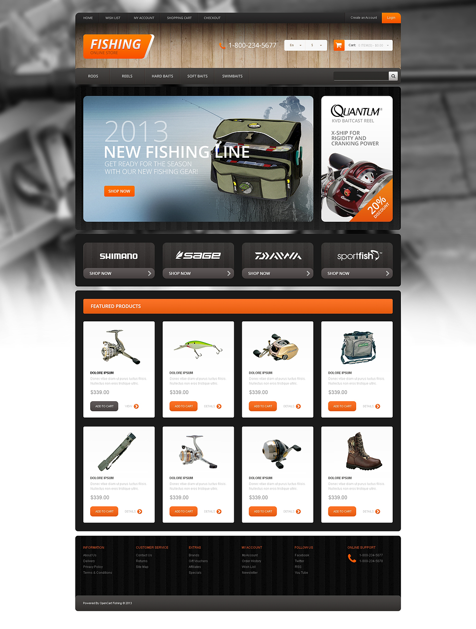 Responsive Fishing Store OpenCart Template New Screenshots BIG