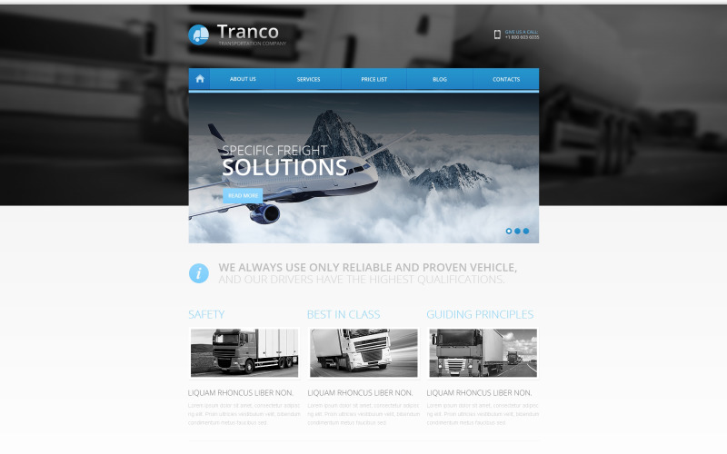 Transportation Responsive Website Template