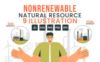 9 Nonrenewable Natural Resources Illustration
