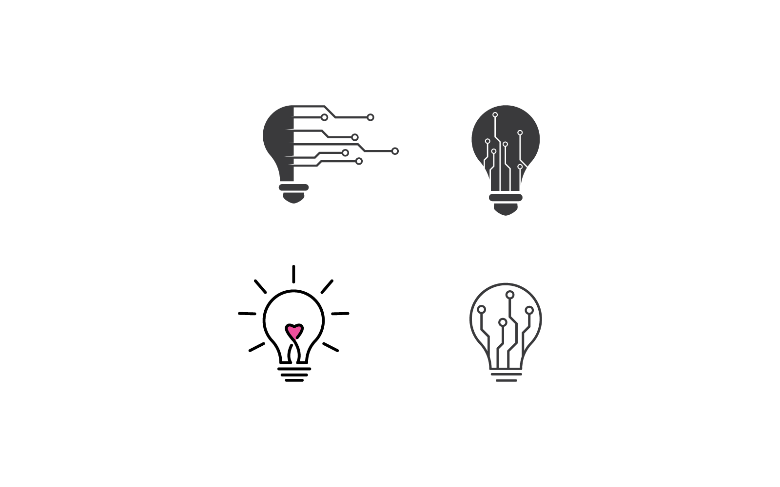 Plantilla de ilustración de icono vectorial de logotipo de tecnología de bombilla