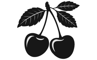 A vector silhouette of two cherries fruit