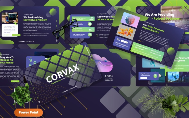 Corvax - Digital Money Powerpoint Templates PowerPoint Template