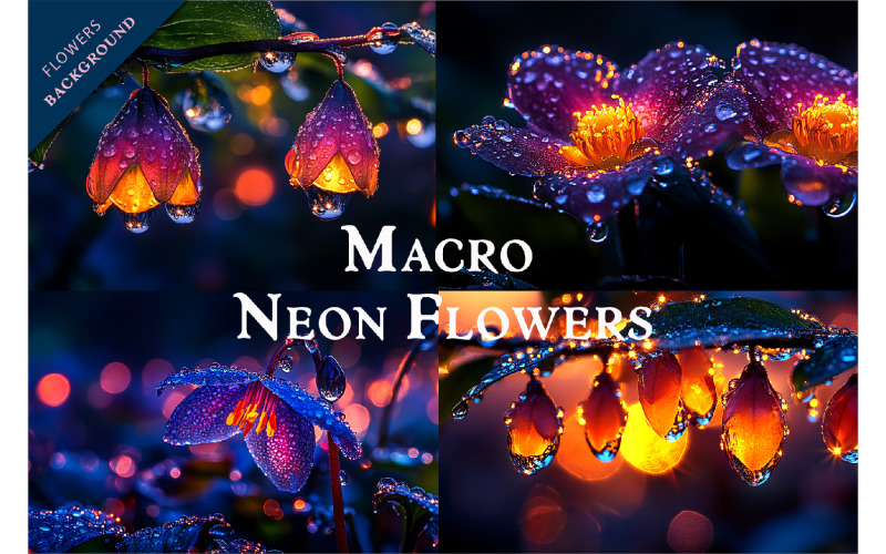 Macro Neon flowers. Background. Illustration