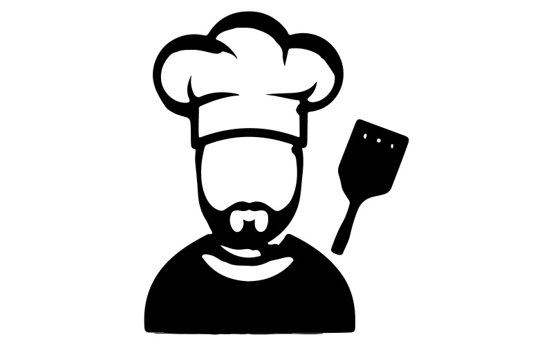 A black and white art image of chef icon Illustration