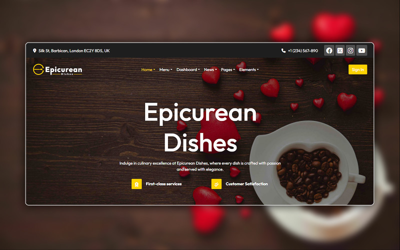 Epicurean Dishes – Multipurpose Restaurant Theme Website Template