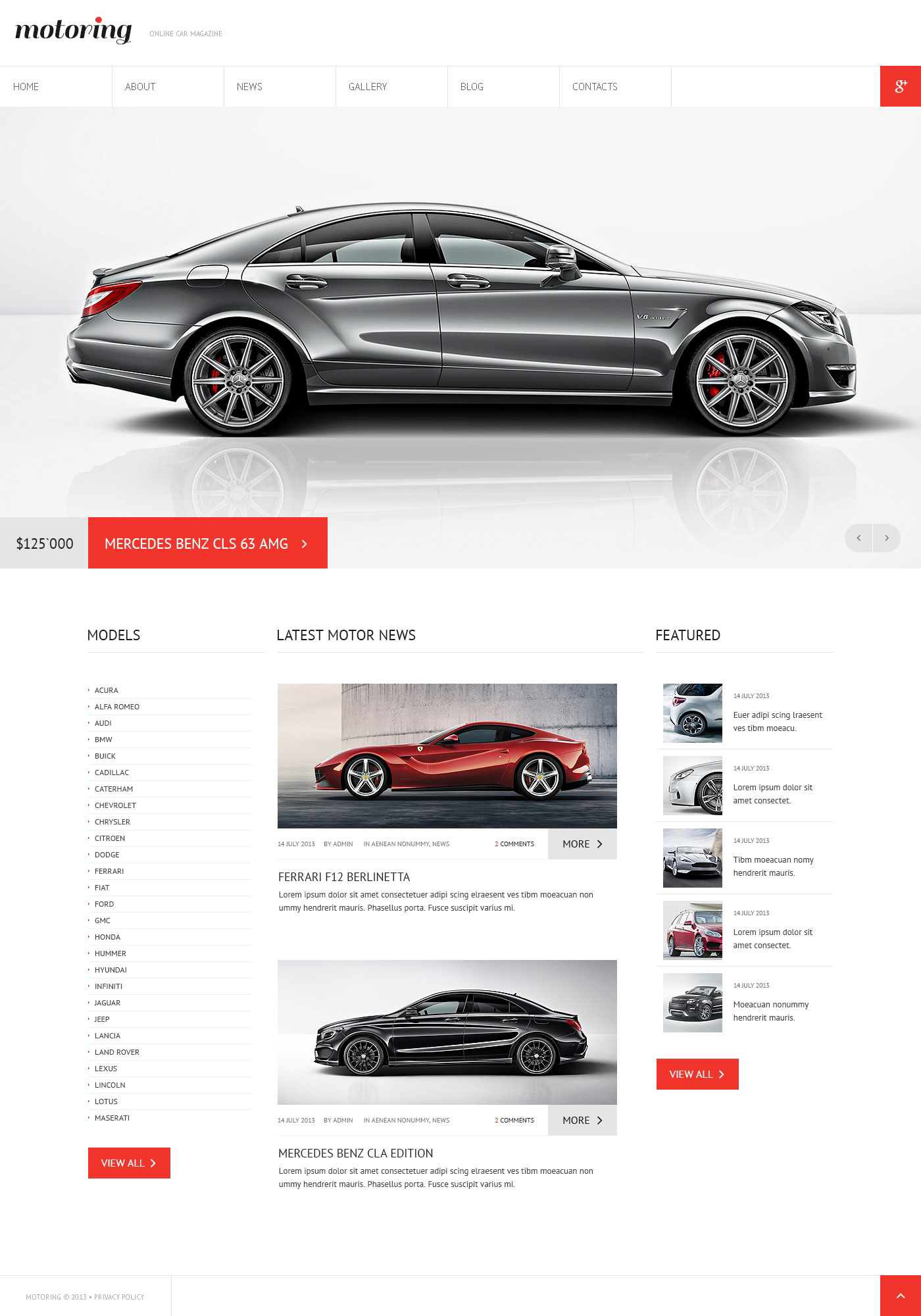 Car Club Responsive Joomla Template - screenshot