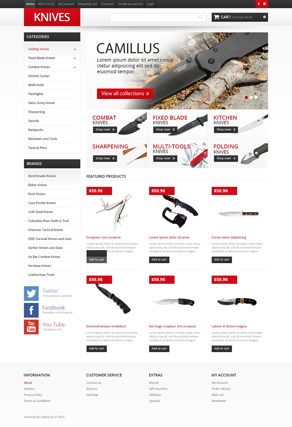 Responsive Knives Store OpenCart Template New Screenshots BIG