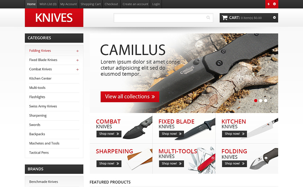 Responsive Knives Store OpenCart Template 46081