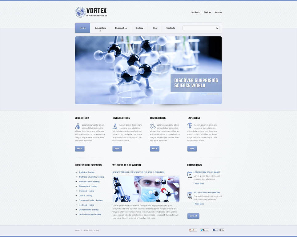 Science Lab Flash CMS Template New Screenshots BIG