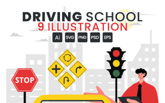 9 Driving School Illustration